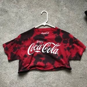 Red and black tie dye Coca Cola crop top size med